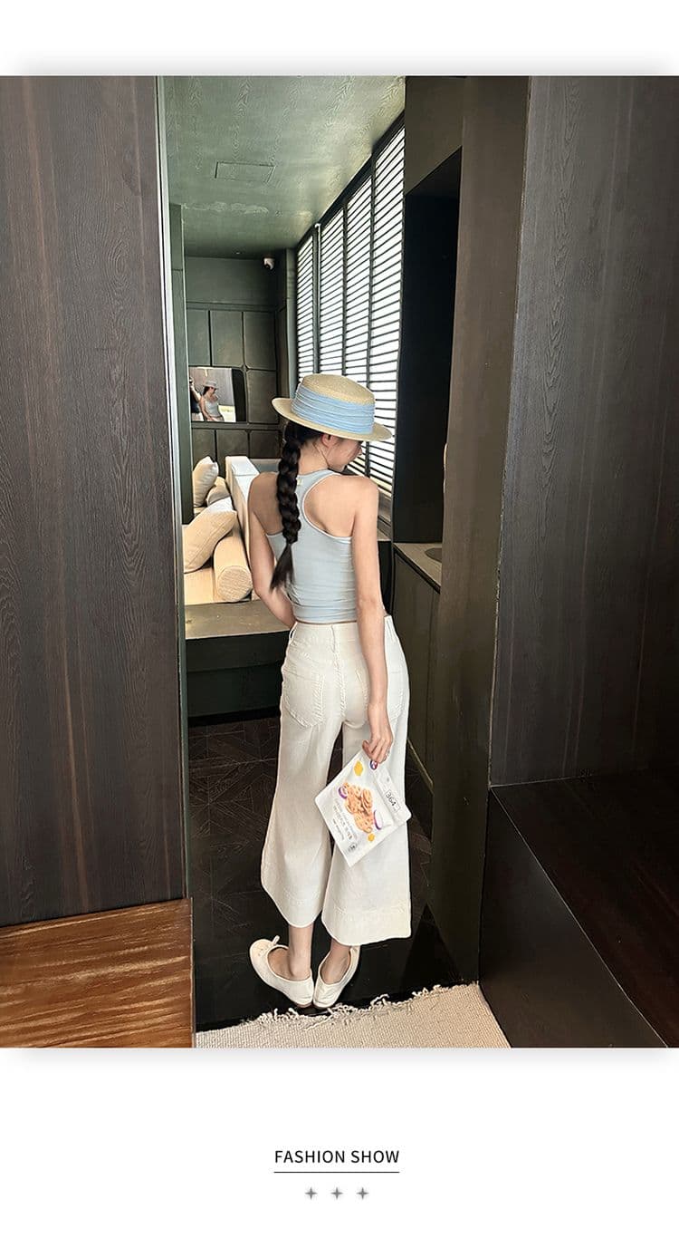 아메리칸 복잡한 고대 돈 바람 루즈핏 나팔 바지 봄 여름 다용도 7부 바지 부츠컷 청바지 여성 상세 이미지 11