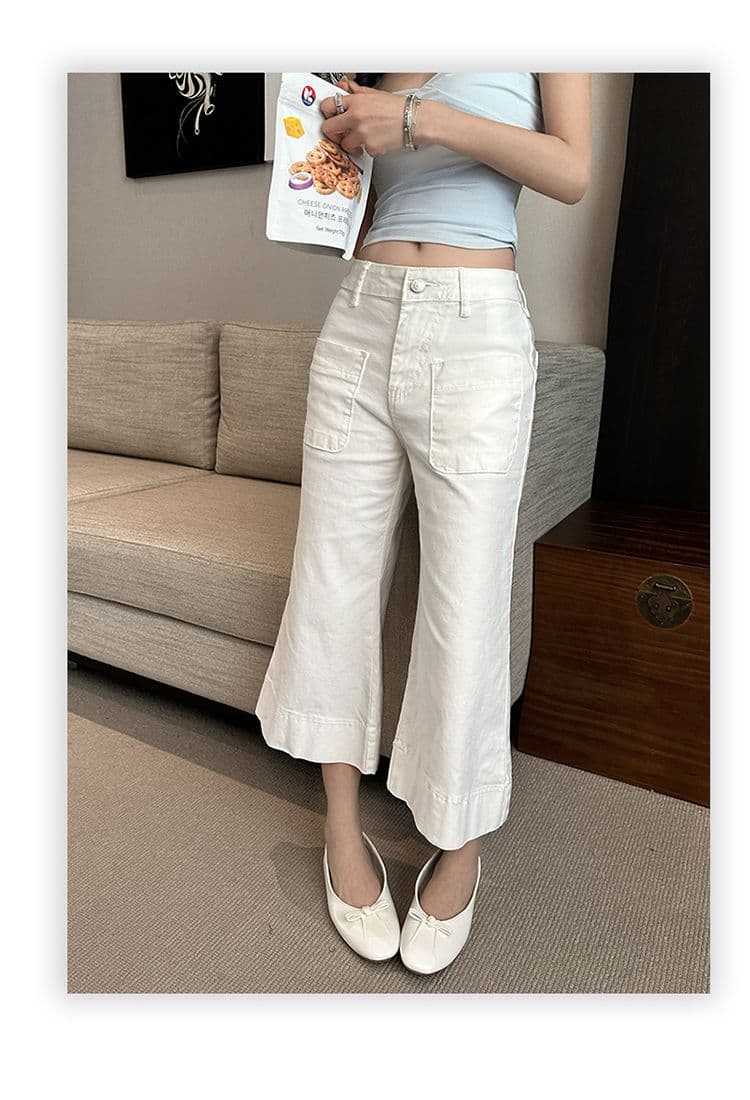 아메리칸 복잡한 고대 돈 바람 루즈핏 나팔 바지 봄 여름 다용도 7부 바지 부츠컷 청바지 여성 상세 이미지 15