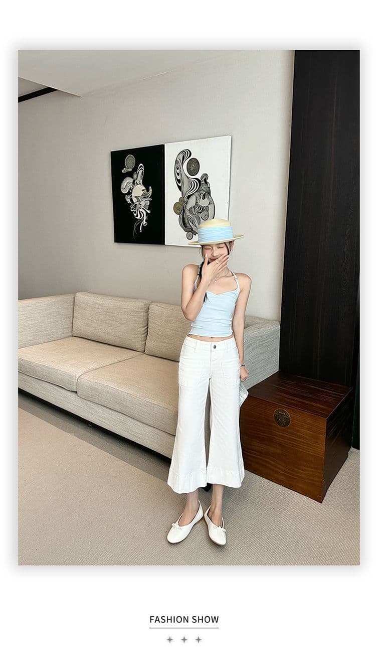 아메리칸 복잡한 고대 돈 바람 루즈핏 나팔 바지 봄 여름 다용도 7부 바지 부츠컷 청바지 여성 상세 이미지 18
