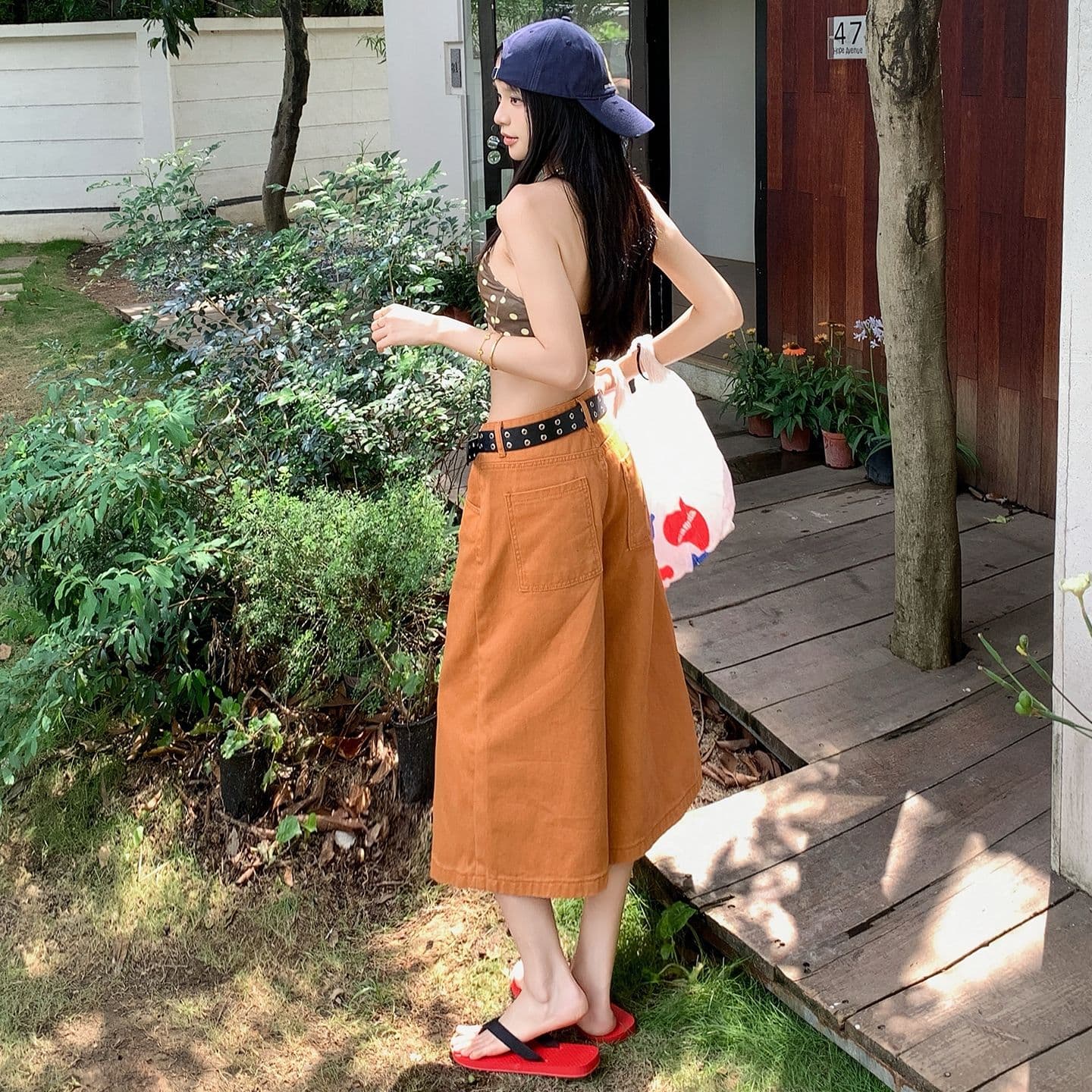 아메리칸 레트로 루즈핏 스트레이트 외국 가스 7 점 넓은 다리 청바지 여성 이미지 3