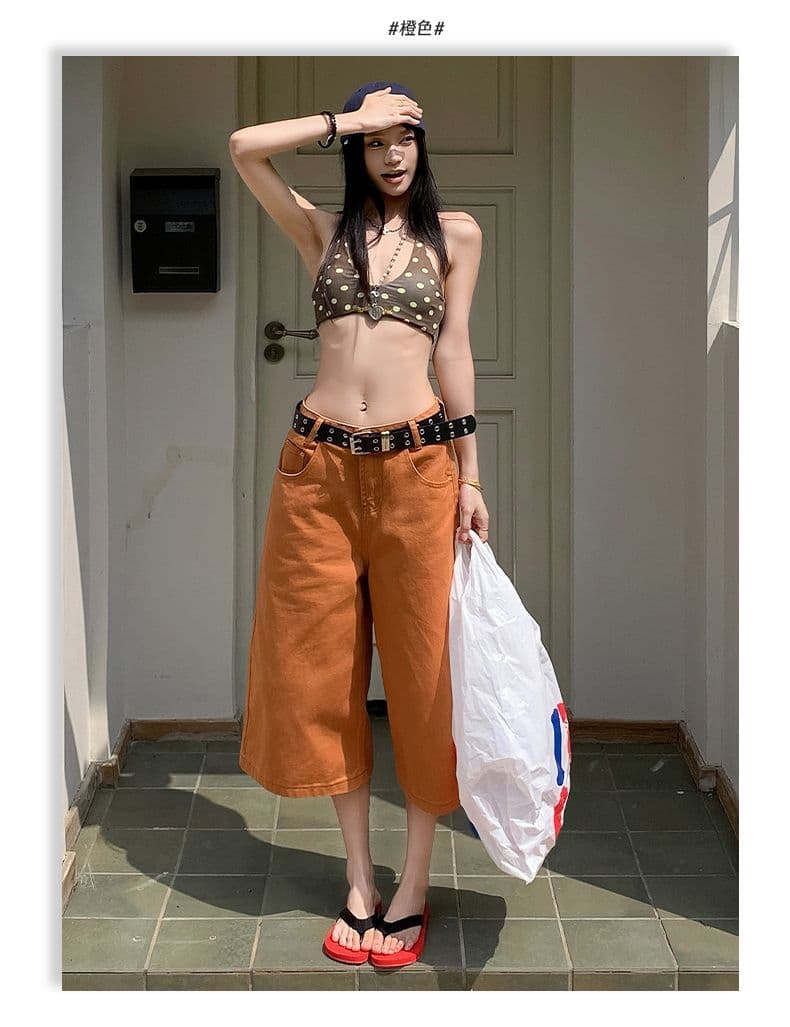 아메리칸 레트로 루즈핏 스트레이트 외국 가스 7 점 넓은 다리 청바지 여성 상세 이미지 7