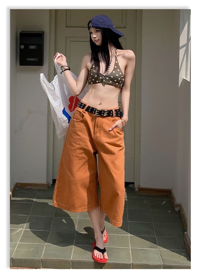 아메리칸 레트로 루즈핏 스트레이트 외국 가스 7 점 넓은 다리 청바지 여성 상세 이미지 18