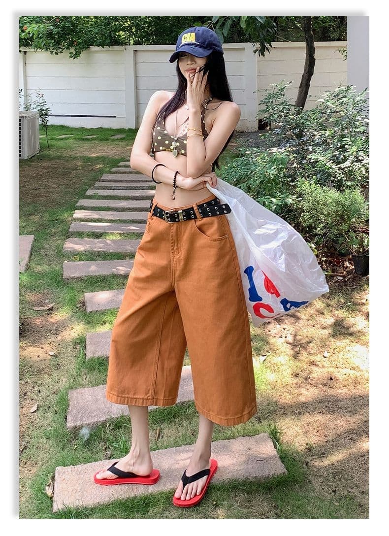 아메리칸 레트로 루즈핏 스트레이트 외국 가스 7 점 넓은 다리 청바지 여성 상세 이미지 19
