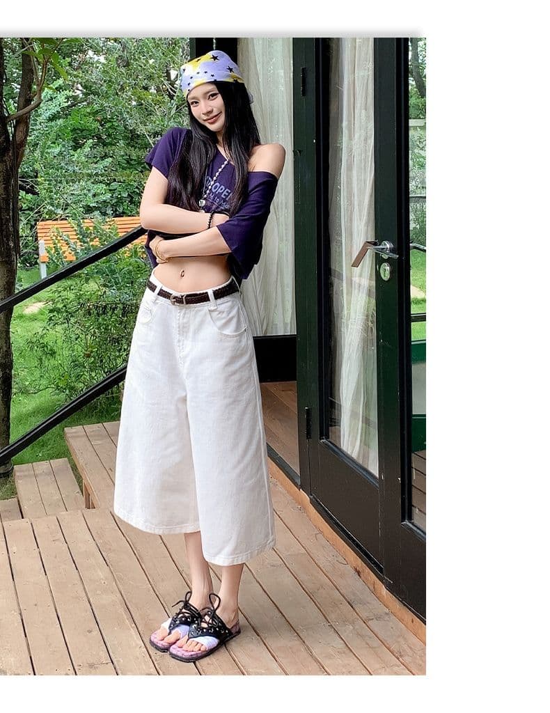 아메리칸 레트로 루즈핏 스트레이트 외국 가스 7 점 넓은 다리 청바지 여성 상세 이미지 24