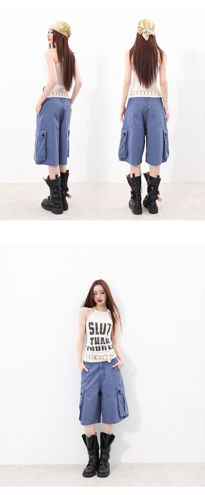 여름 신제품 outfit of the day 느슨함 법 일 블루 워크웨어 바지 상세 이미지 5