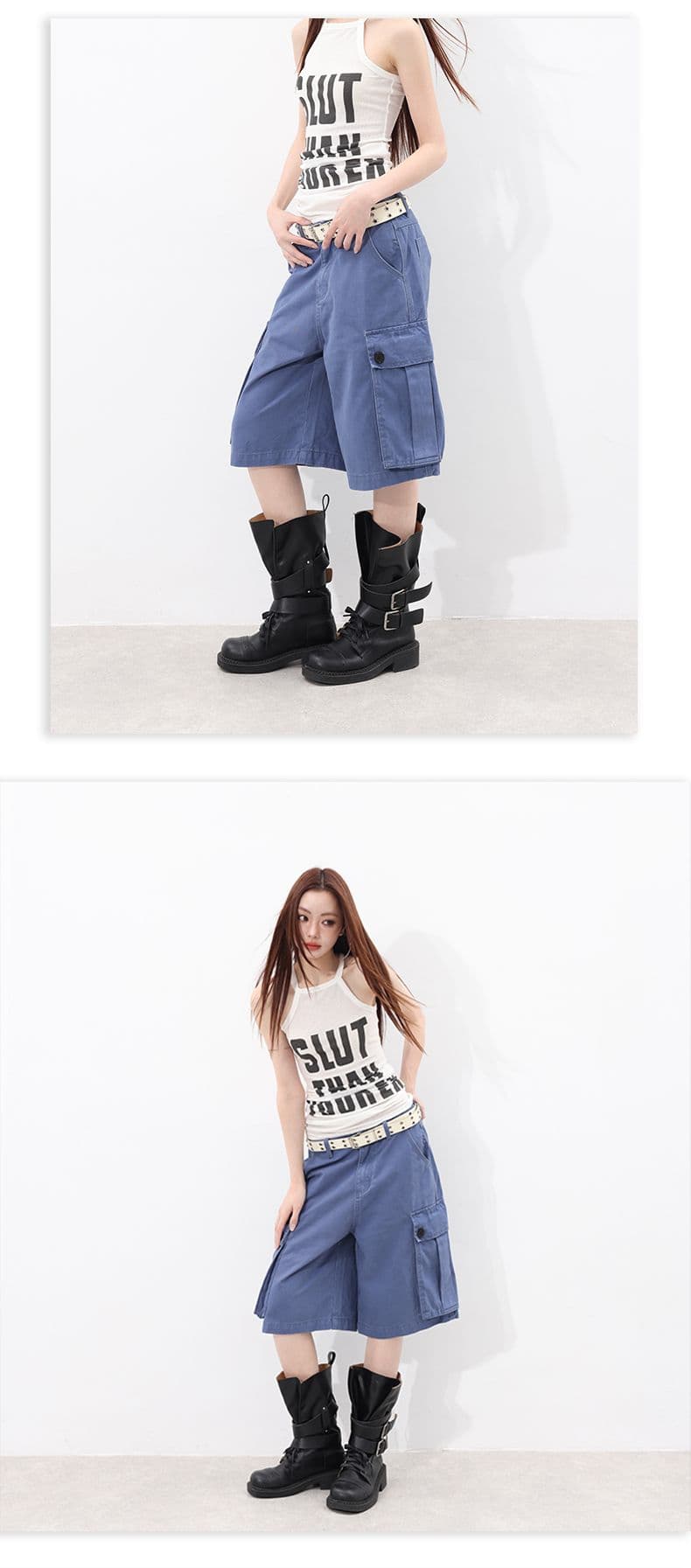 여름 신제품 outfit of the day 느슨함 법 일 블루 워크웨어 바지 상세 이미지 6