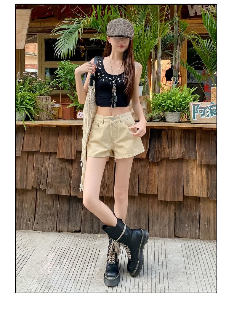 데님 반바지 여성 2026 여름 새로운 루즈핏 넓은 다리 패션 다용도 연령 감소 슬림해 보이는 핫걸 한 마디 핫 바지 트렌디 상세 이미지 3