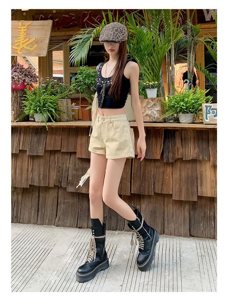 데님 반바지 여성 2026 여름 새로운 루즈핏 넓은 다리 패션 다용도 연령 감소 슬림해 보이는 핫걸 한 마디 핫 바지 트렌디 상세 이미지 8