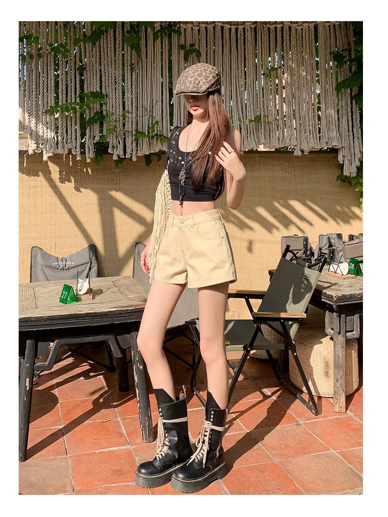 데님 반바지 여성 2026 여름 새로운 루즈핏 넓은 다리 패션 다용도 연령 감소 슬림해 보이는 핫걸 한 마디 핫 바지 트렌디 상세 이미지 10
