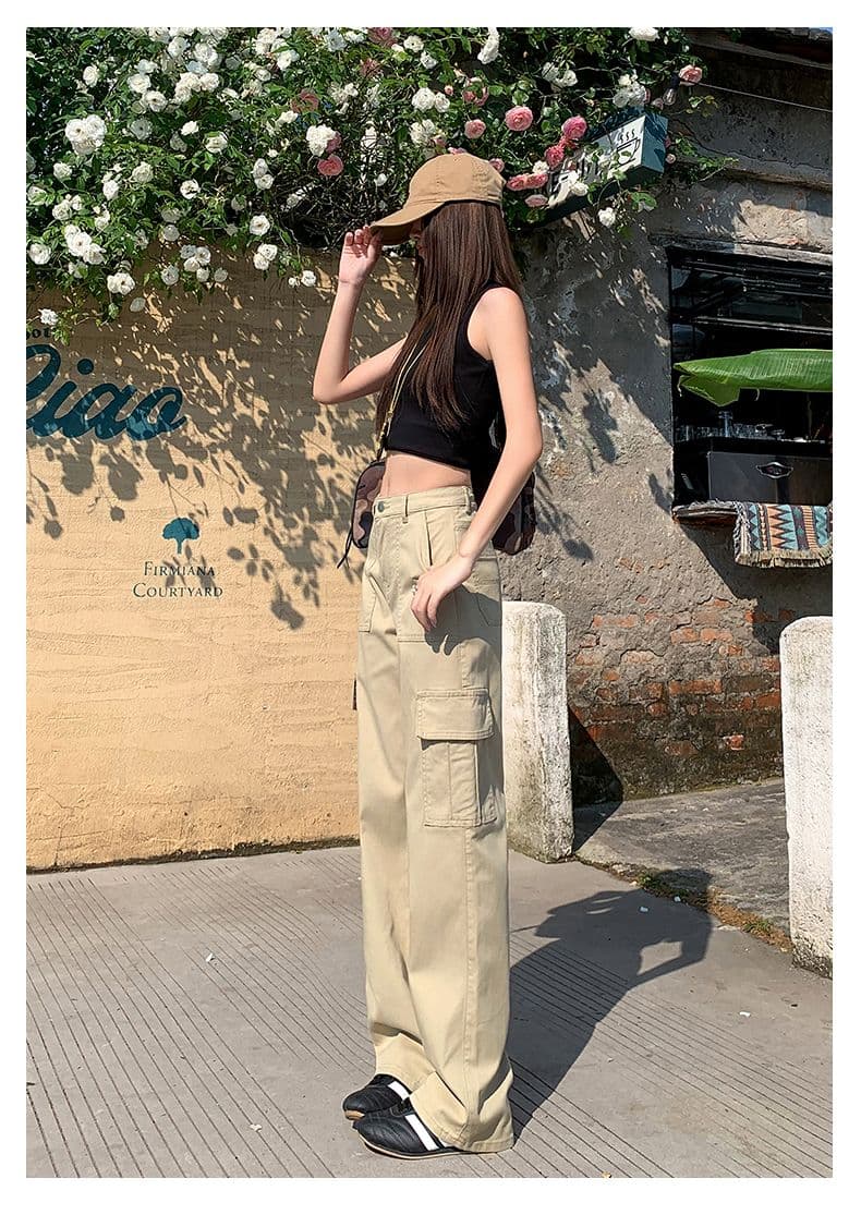 주간 실크 쌀 살구 스트레이트 워크웨어 팬츠 데님 여성 2026 여름 얇은 새로운 루즈핏 슬림해 보이는 넓은 다리 신축성 캐주얼 바지 상세 이미지 30