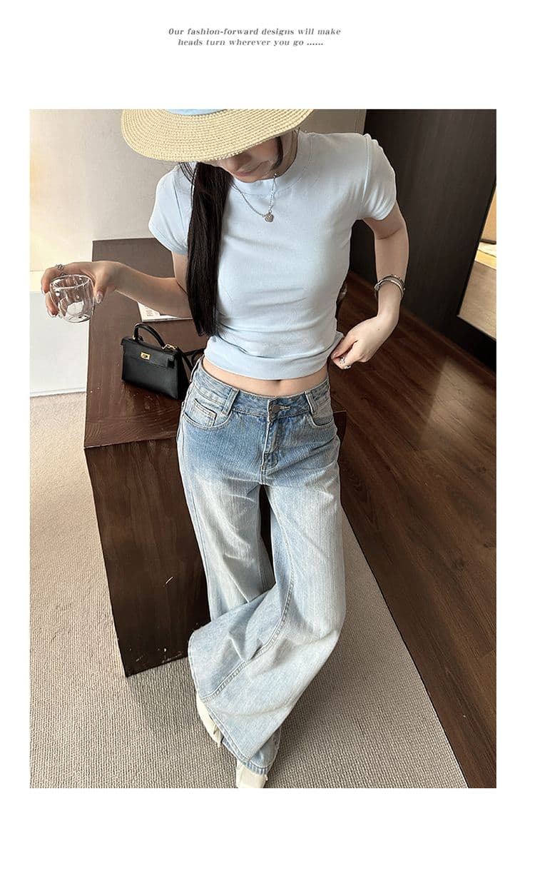 아메리칸 레트로 하이웨이스트 루즈핏 마이크로 나팔 바지 그라데이션 다용도 도루 센스 청바지 여성 봄 여름 새로운 상세 이미지 17