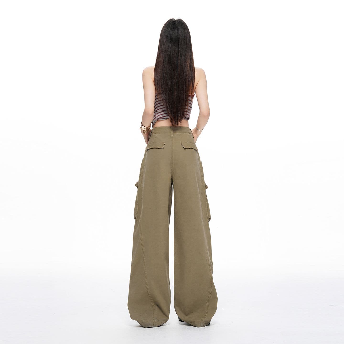 아메리칸 레트로 해체 디자인 기타 주머니 워크웨어 청바지 남녀 루즈핏 캐주얼 주름 스트레이트 도루 센스 바지 이미지 3