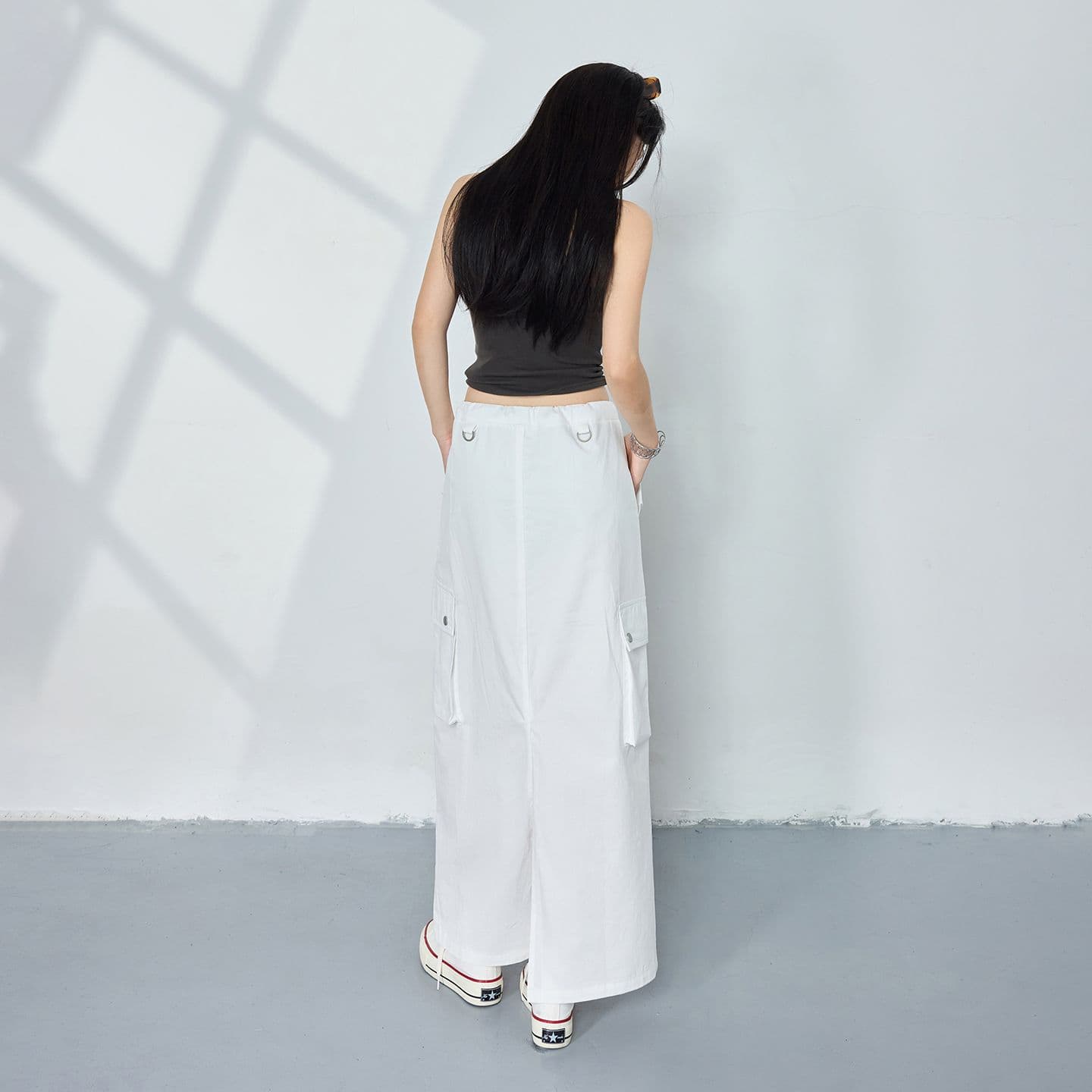 아메리칸 레트로 루즈핏 반신 스커트 봄 여름 새로운 h 치마 다용도 주머니 워크웨어 치마 펌프 로프 캐주얼 치마 이미지 3