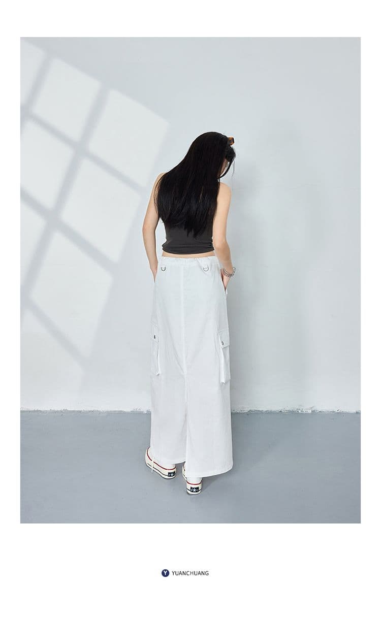 아메리칸 레트로 루즈핏 반신 스커트 봄 여름 새로운 h 치마 다용도 주머니 워크웨어 치마 펌프 로프 캐주얼 치마 상세 이미지 13