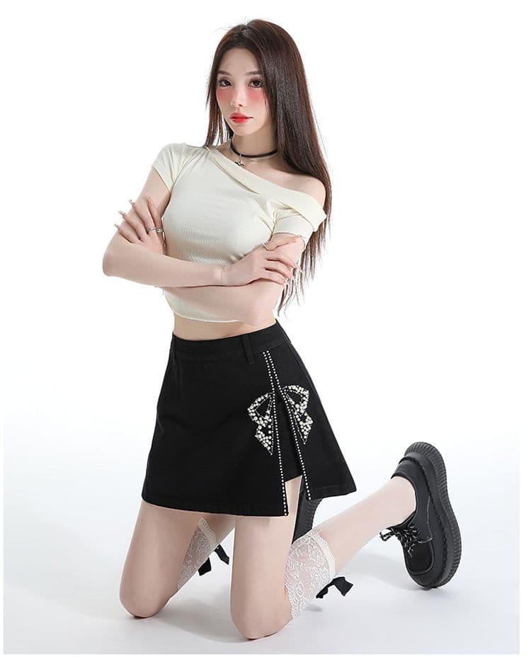 2026 여름 새로운 무거운 공예 핫픽스 캐주얼 미니 스커트 모방 빛 여성 의류 미니 스커트 치마 상세 이미지 27