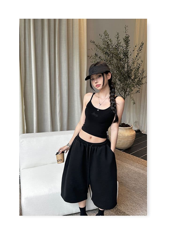 3 색 아메리칸 레트로 펌프 로프 루즈핏 와이드 레그 팬츠 느긋한 다용도 허리밴드 7부 바지 여름 캐주얼 바지 여성 상세 이미지 19