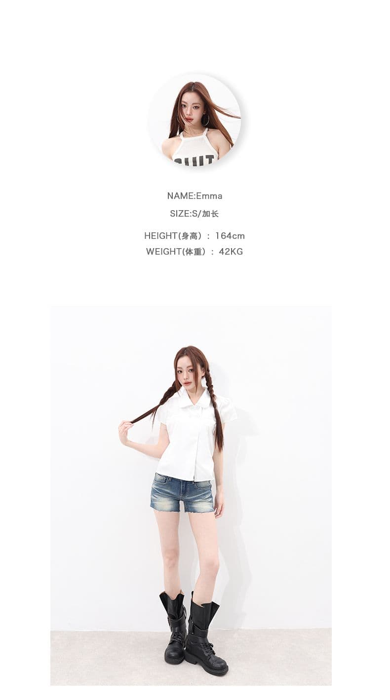 계절 신제품 소녀 와 성별 fitcheck 여름 편안함 인생 센스 자연 수계 데님 상세 이미지 5