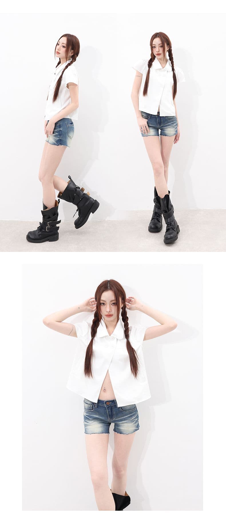 계절 신제품 소녀 와 성별 fitcheck 여름 편안함 인생 센스 자연 수계 데님 상세 이미지 6