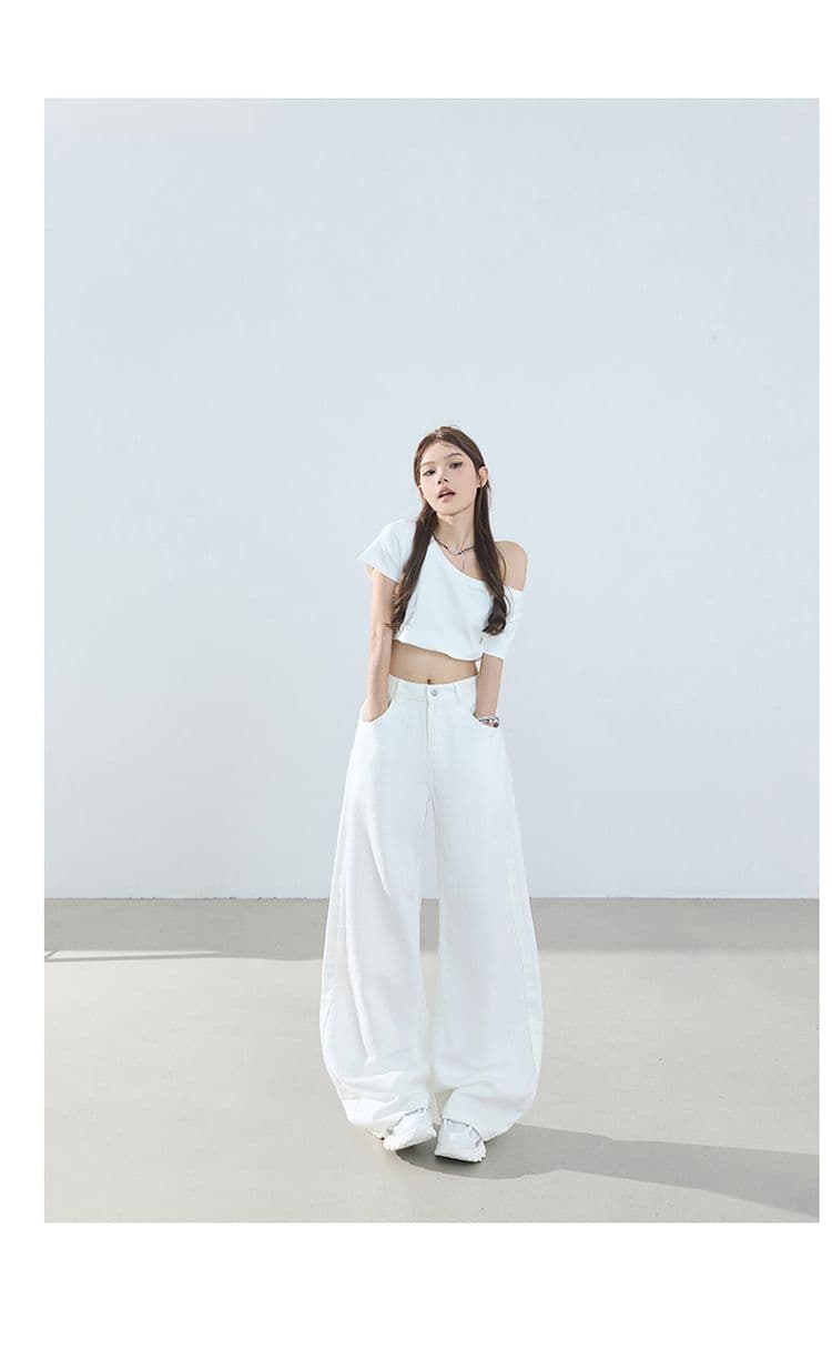 아메리칸 레트로 루즈핏 와이드 레그 팬츠 이후 부서 버클 디자인 수 있습니다. 조정 모통이 칼 바지 다용도 청바지 여성 새로운 상세 이미지 16