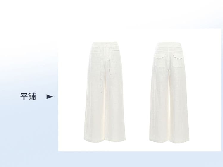 아메리칸 레트로 루즈핏 와이드 레그 팬츠 다용도 펌프 로프 면 린넨 얇고 가벼운 통기성 아마 스트레이트 캐주얼 바지 여성 상세 이미지 4