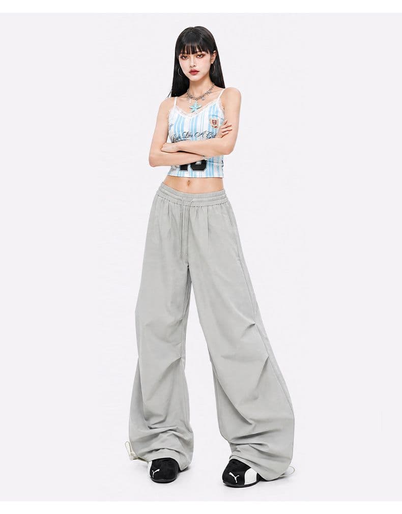 아메리칸 펌프 로프 주름 낙하산 병 바지 워크웨어 팬츠 남녀 핫걸 넓은 다리 하이웨이스트 캐주얼 바지 루즈핏 상세 이미지 22