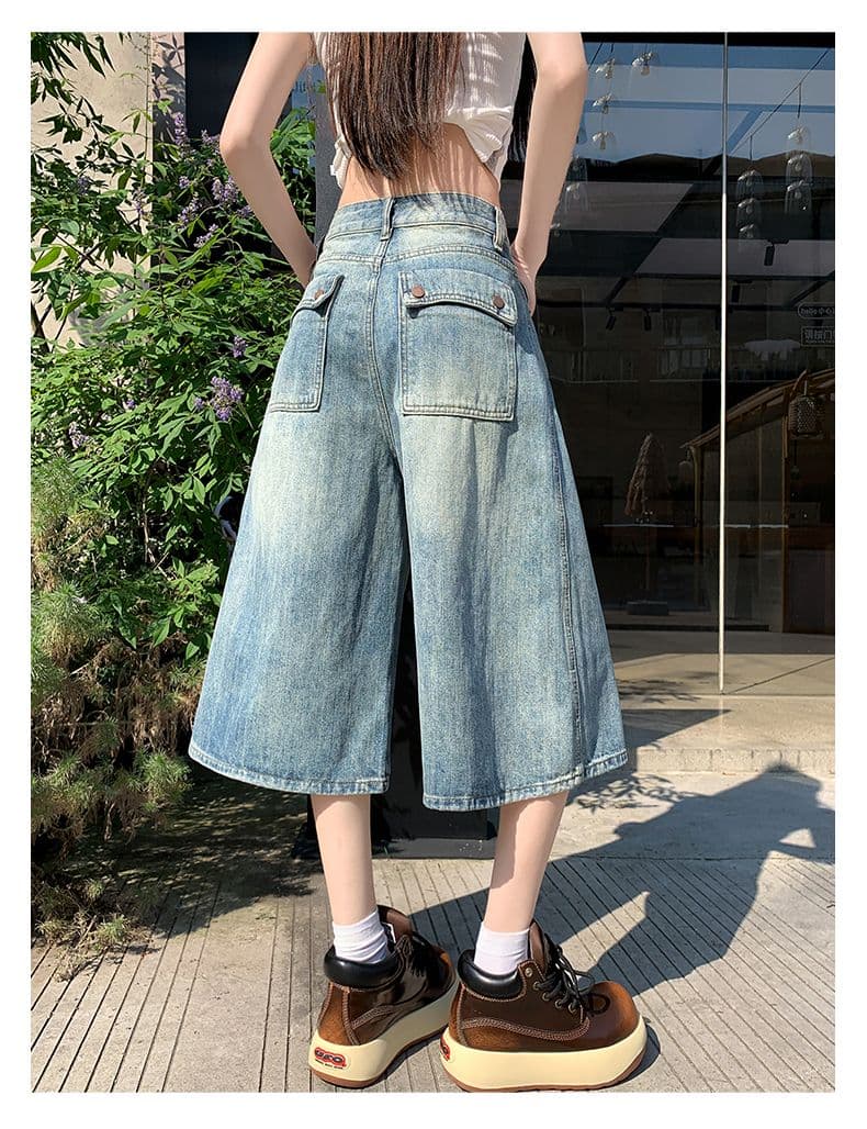 베이지 색 아메리칸 루즈핏 7 점 청바지 여성 여름 개성 디자인 루즈핏 넓은 다리 높음 거리 스트레이트 바지 여성 상세 이미지 17