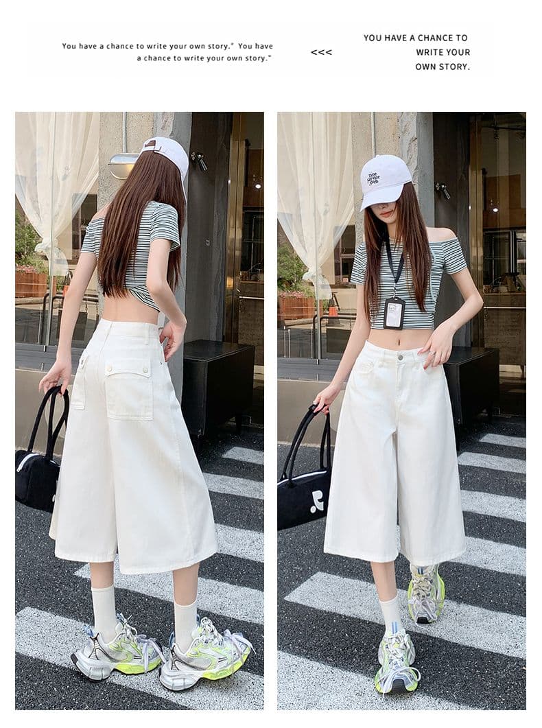 베이지 색 아메리칸 루즈핏 7 점 청바지 여성 여름 개성 디자인 루즈핏 넓은 다리 높음 거리 스트레이트 바지 여성 상세 이미지 21