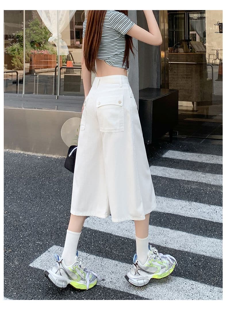 베이지 색 아메리칸 루즈핏 7 점 청바지 여성 여름 개성 디자인 루즈핏 넓은 다리 높음 거리 스트레이트 바지 여성 상세 이미지 22