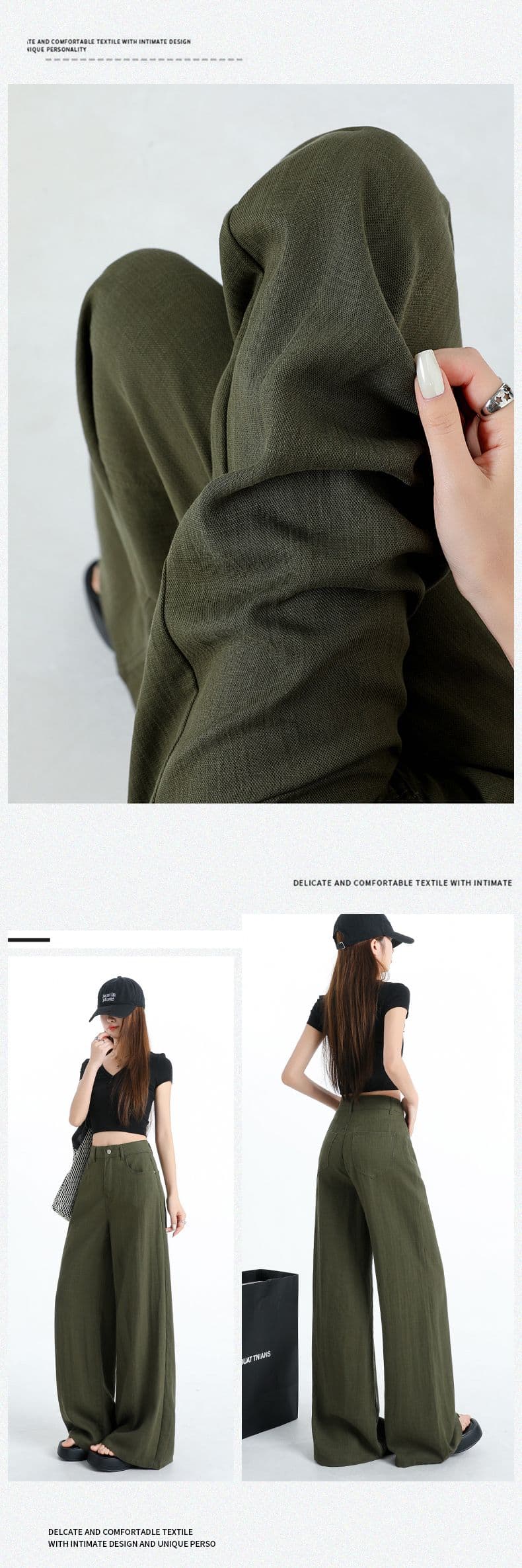 오래된 돈 바람 아마 와이드 레깅스 바지 2026 여름 얇은 스타일 하이웨이스트 도루 센스 느슨함 센스 캐주얼 주간 실크 바지 상세 이미지 16