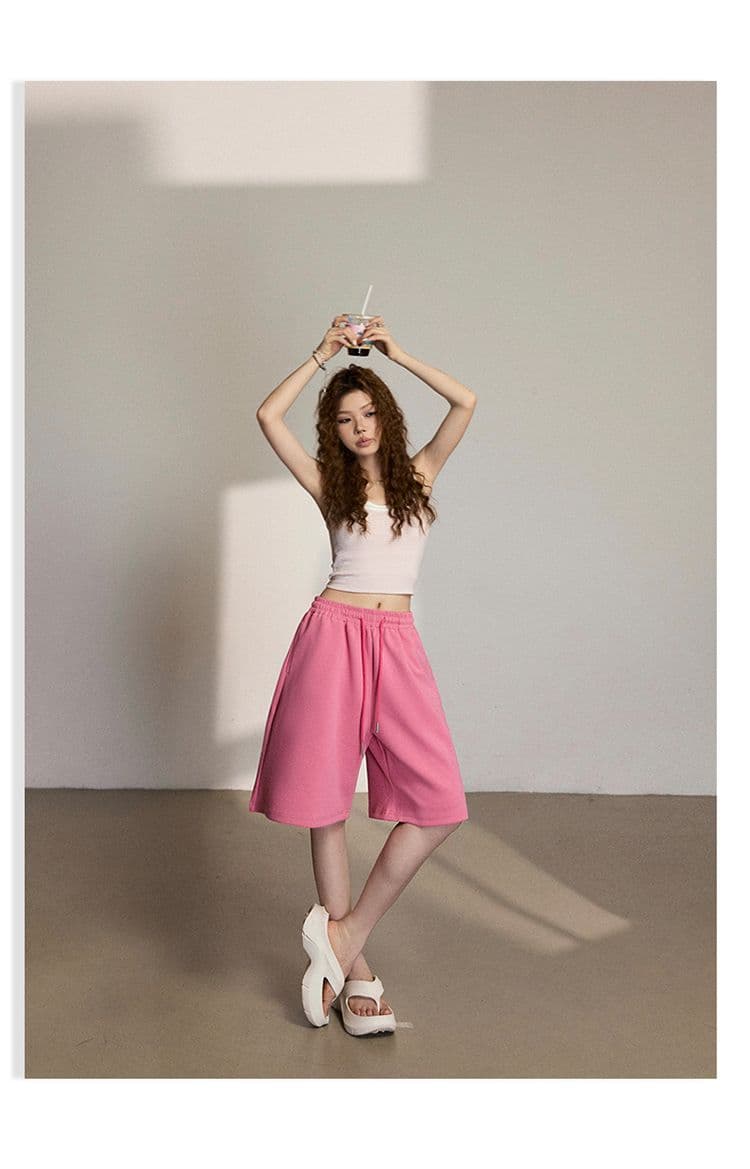 2 색 아메리칸 레트로 루즈핏 와이드 레그 팬츠 허리밴드 펌프 로프 다용도 스트레이트 오부 바지 여름 캐주얼 바지 여성 상세 이미지 17