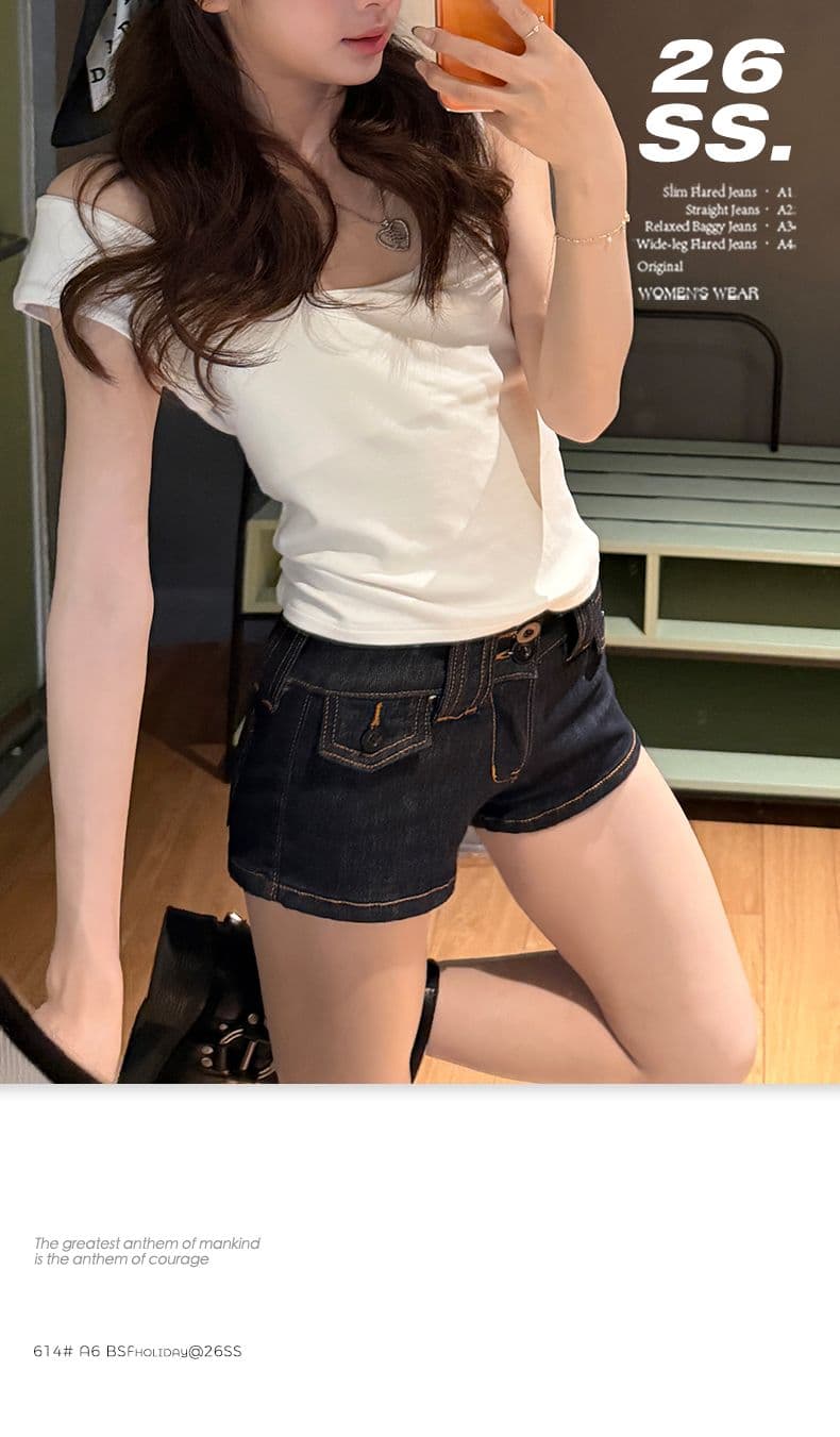소녀 레트로 센스 무거운 작업 패치워크 한 여성 레저 리프트 색상 다용도 데님 핫 바지 싱글 제품 상세 이미지 1