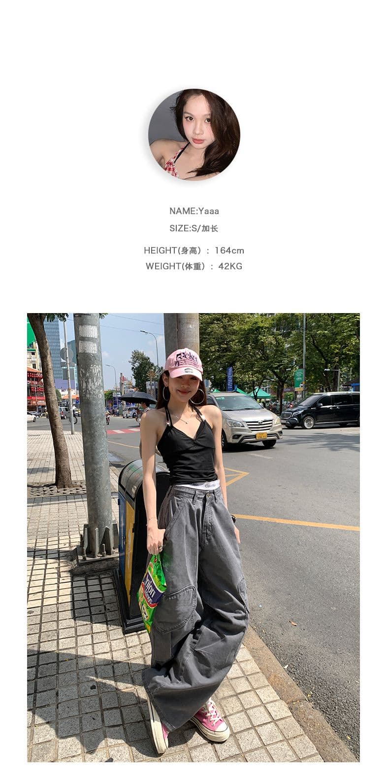 하트 요소 회색 색상 시스템 인생 워크웨어 팬츠 heart 모델링 차가운 바람의 소리 일상 거리 밖 상세 이미지 4