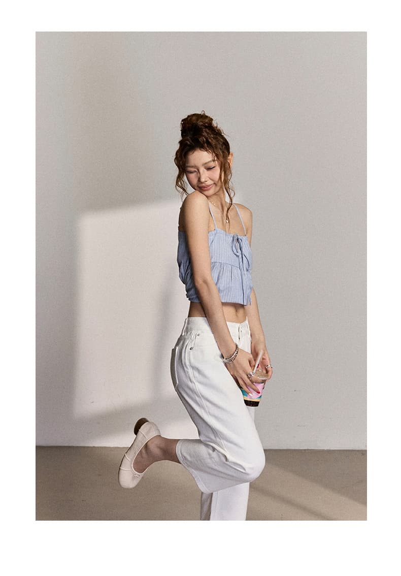 아메리칸 레트로 로우 웨이스트 몸매 가꾸기 슬림해 보이는 마이크로 나팔 바지 다용도 여름 8 점 바지 청바지 여성 새로운 상세 이미지 12