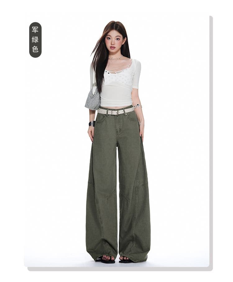 베이지 색 워크웨어 팬츠 순수한 면 바지 여성 스트레이트 루즈핏 해체 디자인 캐주얼 와이드 레그 팬츠 상세 이미지 11