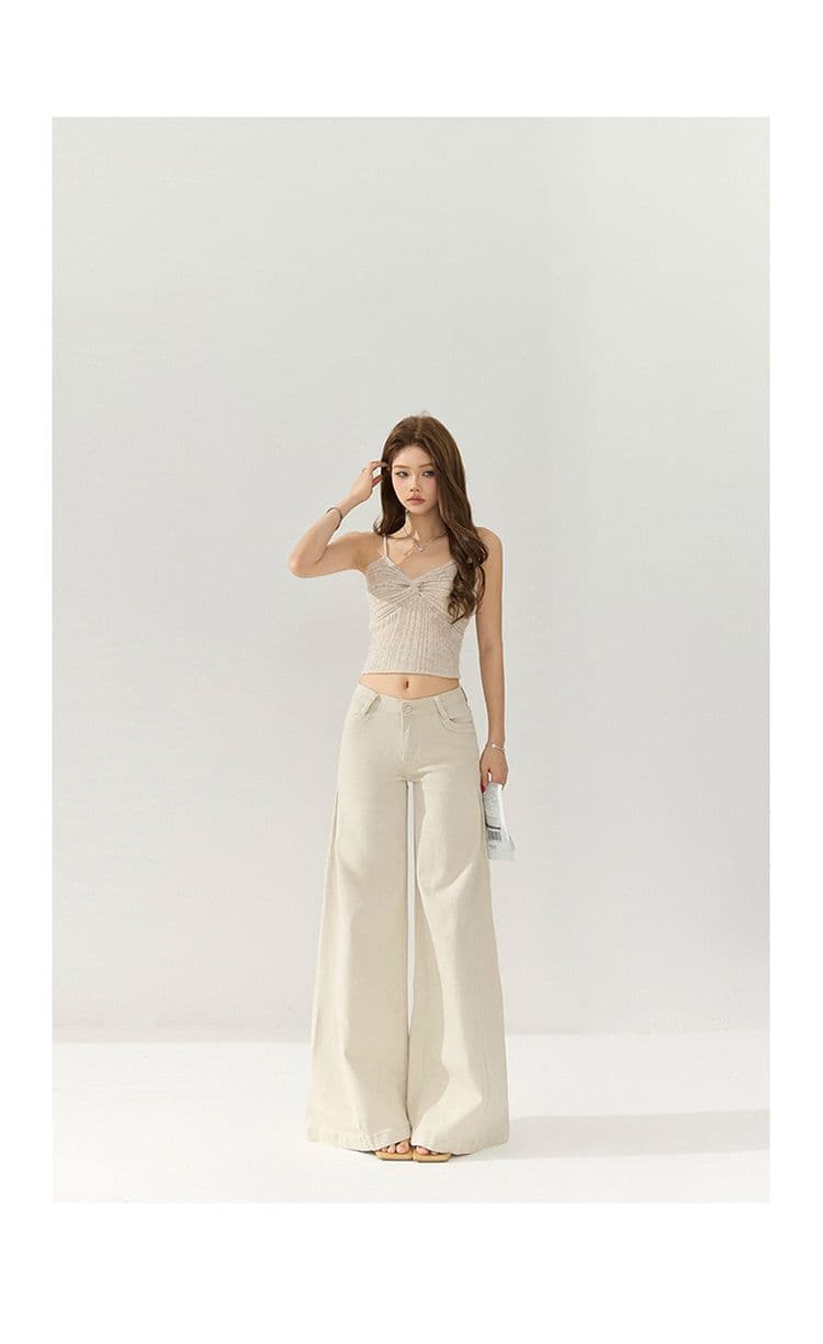 아메리칸 레트로 루즈핏 핫걸 로우 웨이스트 나팔 바지 도루 센스 바닥 청소 와이드 레그 팬츠 다용도 봄 여름 청바지 여성 상세 이미지 17