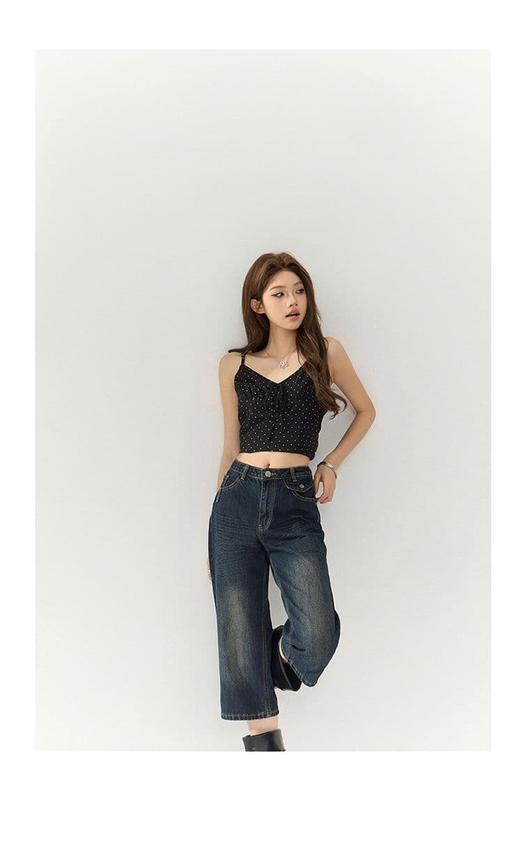 아메리칸 레트로 로우 웨이스트 핫걸 스트레이트 팬츠 다용도 7부 바지 봄 여름 슬림해 보이는 청바지 여성 상세 이미지 12