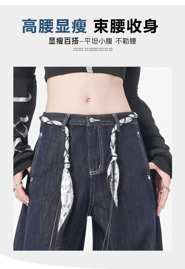 2026 가을 의상 새로운 모통이 칼 바지 워크웨어 와이드 레그 팬츠 여성 의류 단 닝 떨어지지 않음 색상 청바지 여성 상세 이미지 3