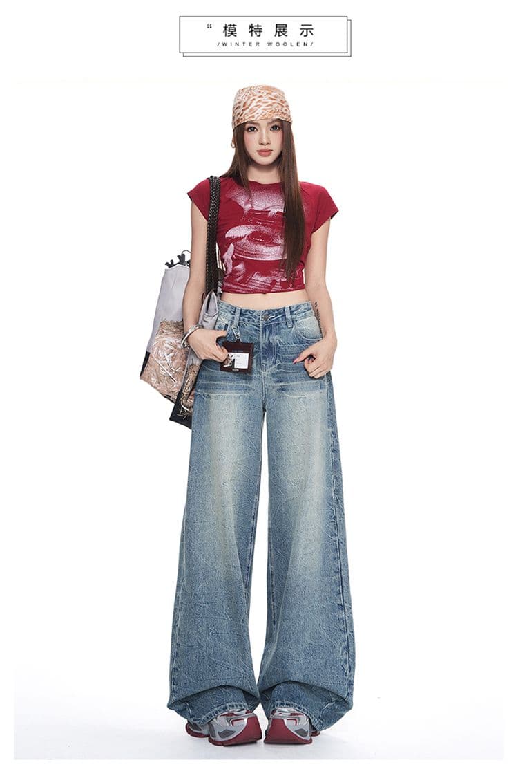 2026 가을 의상 새로운 핫걸 바람 와이드 레그 팬츠 패션 트렌드 스트레이트 팬츠 여성 의류 청바지 여성 상세 이미지 12