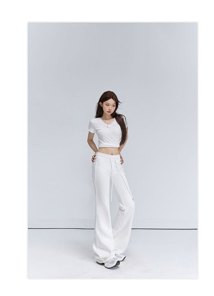 5 색 아메리칸 레트로 다용도 몸매 가꾸기 슬림해 보이는 나팔 바지 느긋한 도루 센스 운동 바지 캐주얼 바지 여성 가을 상세 이미지 7
