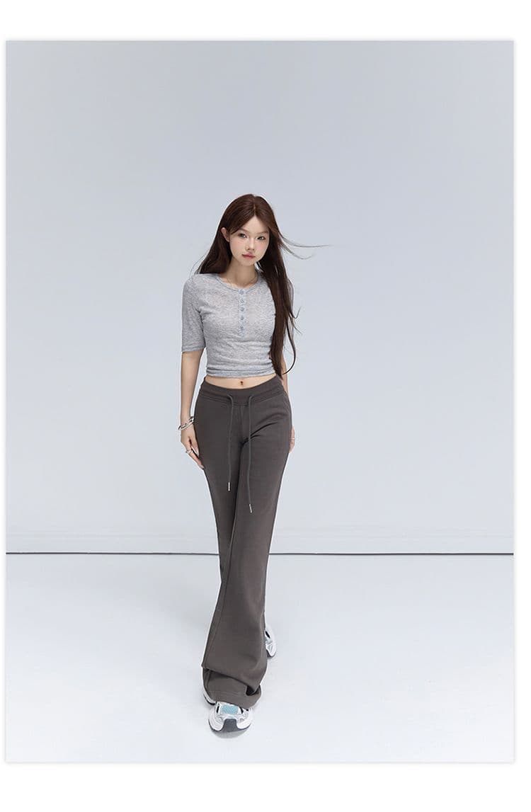 5 색 아메리칸 레트로 다용도 몸매 가꾸기 슬림해 보이는 나팔 바지 느긋한 도루 센스 운동 바지 캐주얼 바지 여성 가을 상세 이미지 14