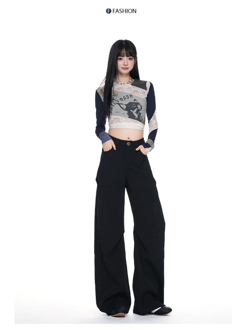 화이트 아메리칸 하이웨이스트 넓은 다리 워크웨어 팬츠 여성 가을 2026 새로운 주름 작은 대중 디자인 센스 루즈핏 캐주얼 바지 상세 이미지 32
