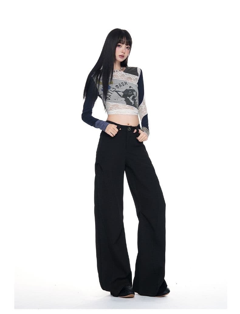 화이트 아메리칸 하이웨이스트 넓은 다리 워크웨어 팬츠 여성 가을 2026 새로운 주름 작은 대중 디자인 센스 루즈핏 캐주얼 바지 상세 이미지 33