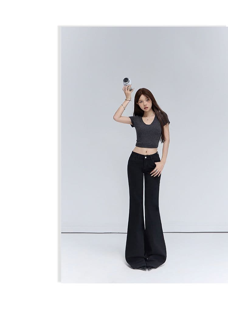 4 색 아메리칸 레트로 로우 웨이스트 핫걸 나팔 바지 마이크로 폭탄 다용도 ins 몸매 가꾸기 슬림해 보이는 청바지 여성 상세 이미지 29
