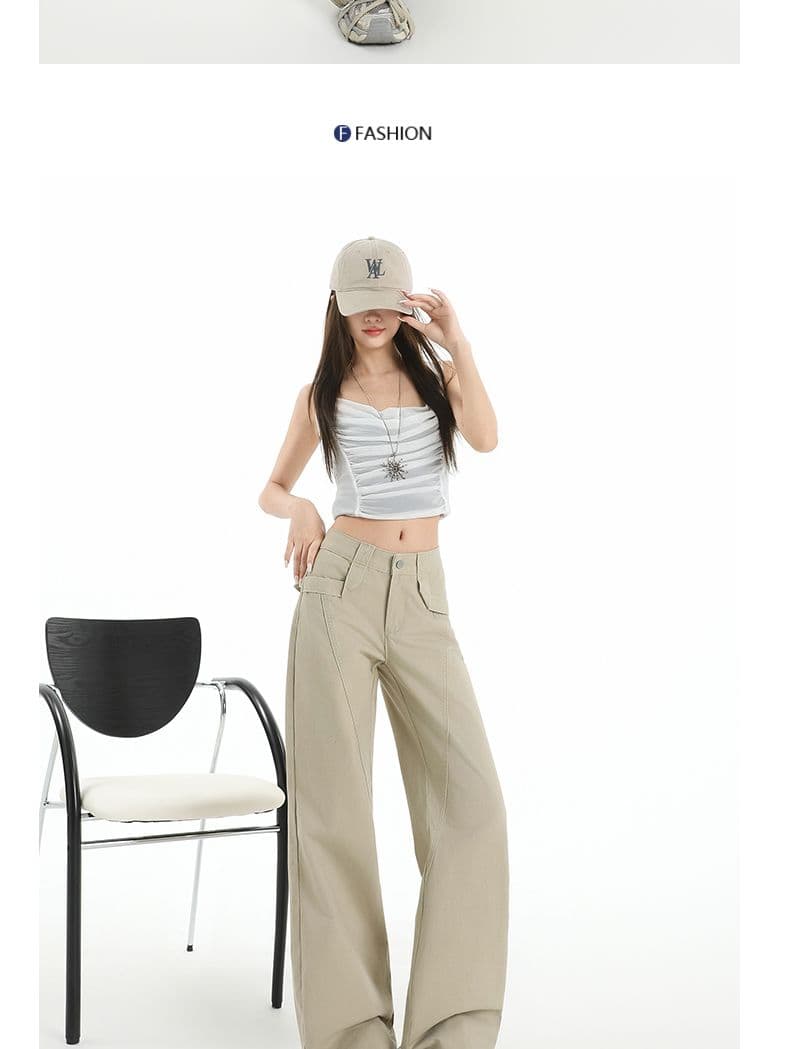 아메리칸 카키 커피 색상 워크웨어 캐주얼 바지 여성 2026 가을 겨울철 새로운 하이웨이스트 루즈핏 슬림해 보이는 스트레이트 팬츠 상세 이미지 9
