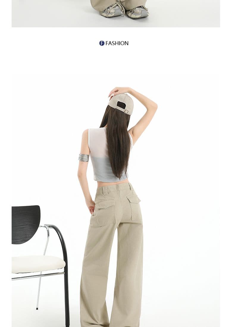 아메리칸 카키 커피 색상 워크웨어 캐주얼 바지 여성 2026 가을 겨울철 새로운 하이웨이스트 루즈핏 슬림해 보이는 스트레이트 팬츠 상세 이미지 10