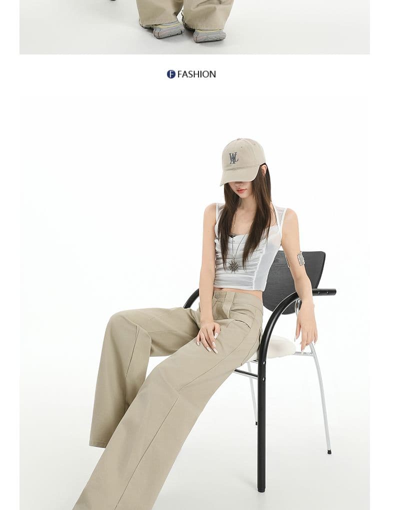 아메리칸 카키 커피 색상 워크웨어 캐주얼 바지 여성 2026 가을 겨울철 새로운 하이웨이스트 루즈핏 슬림해 보이는 스트레이트 팬츠 상세 이미지 11
