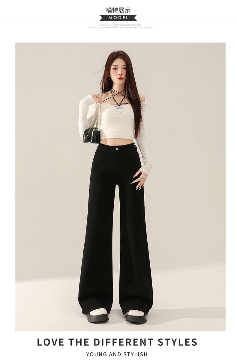 레트로 워싱 대나무 마디 곡물 넓은 다리 청바지 여성 가을 새로운 핫걸 루즈핏 아니요 막대기 다리 도루 센스 스트레이트 긴 바지 상세 이미지 29
