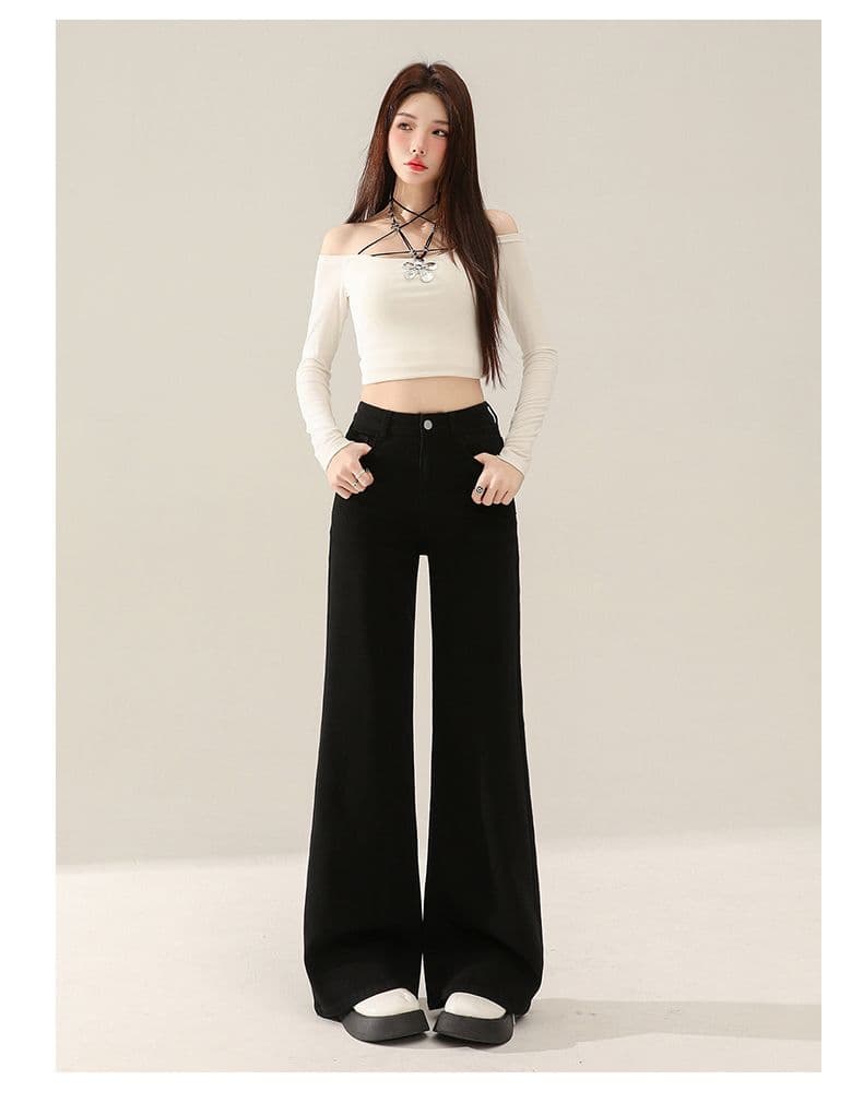 레트로 워싱 대나무 마디 곡물 넓은 다리 청바지 여성 가을 새로운 핫걸 루즈핏 아니요 막대기 다리 도루 센스 스트레이트 긴 바지 상세 이미지 31