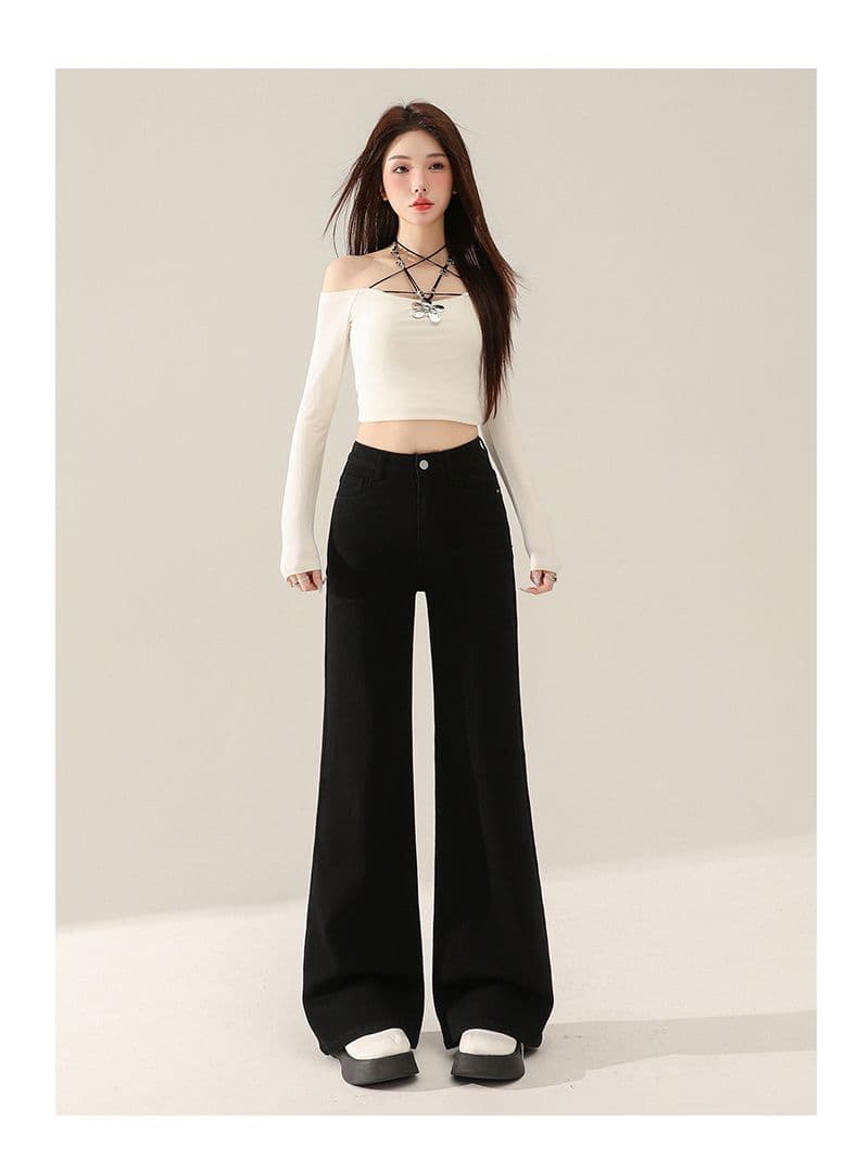 레트로 워싱 대나무 마디 곡물 넓은 다리 청바지 여성 가을 새로운 핫걸 루즈핏 아니요 막대기 다리 도루 센스 스트레이트 긴 바지 상세 이미지 33
