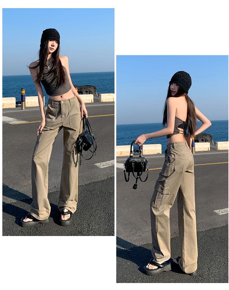 쌀 살구 스트레이트 워크웨어 팬츠 데님 여성 2026 봄 여름 새로운 루즈핏 슬림해 보이는 와이드 레그 팬츠 아메리칸 레트로 캐주얼 바지 상세 이미지 23